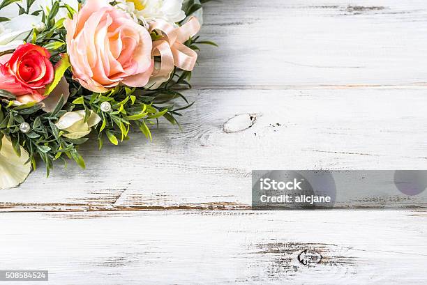 Romantic Valentine Day Background With Roses Stock Photo - Download Image Now - Blossom, Boxwood, Bright