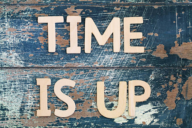 istock Time is up written with wooden letters on rustic surface 508588886
