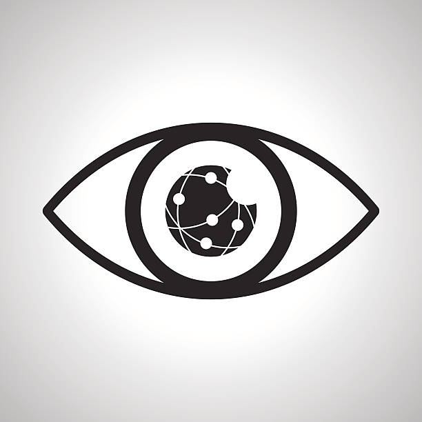 Eyes looking online network vector art illustration