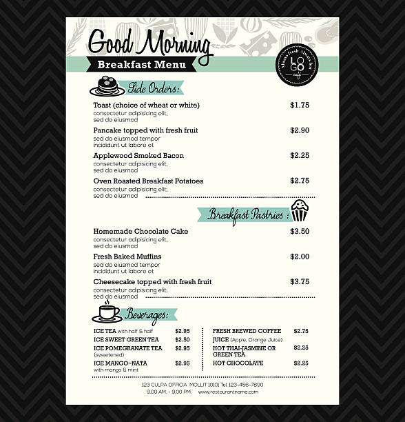 ilustrações de stock, clip art, desenhos animados e ícones de restaurante modelo de design de menu de pequeno-almoço de disposição - coffee backgrounds cafe breakfast