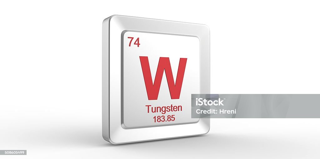 W symbol 74 material for Tungsten chemical element W symbol 74 material for Tungsten chemical element of the periodic table 70-79 Years Stock Photo