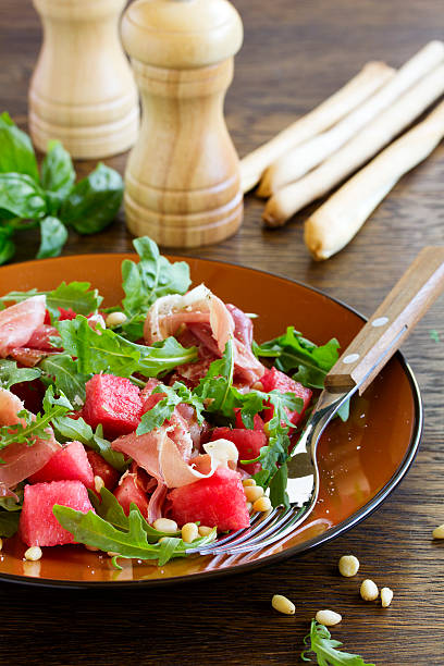istock Summer salad with water-melon and prosciutto. 508607629