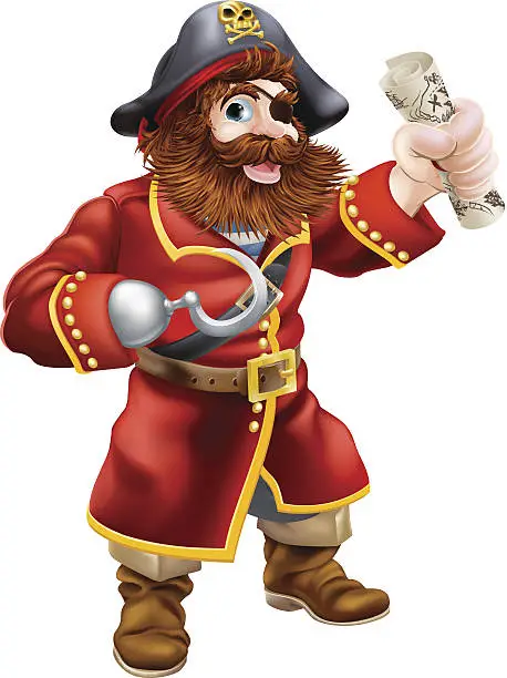 Vector illustration of Cartoon pirate with treasure map