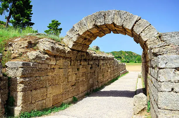 Crypt is the vaulted tunnel leading into the Olympia Stadion, Peloponnese, Greece