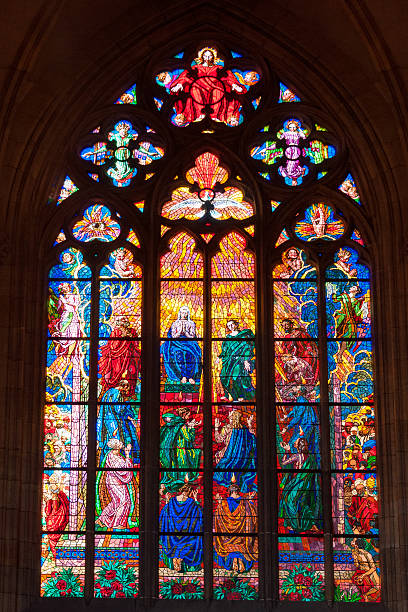 istock Stained-glass window inside the church 508610641