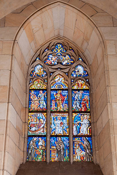 istock Stained-glass window inside the church 508610645