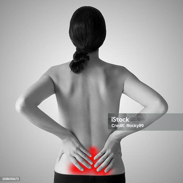Backache Stock Photo - Download Image Now - Backache, Naked, One Woman Only