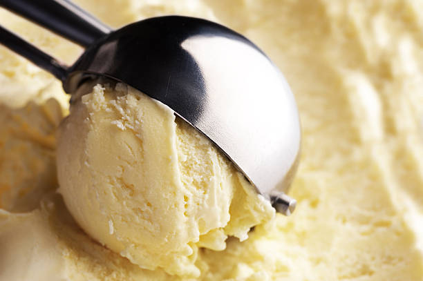 ice cream portion of vanilla ice cream homemade icecream stock pictures, royalty-free photos & images