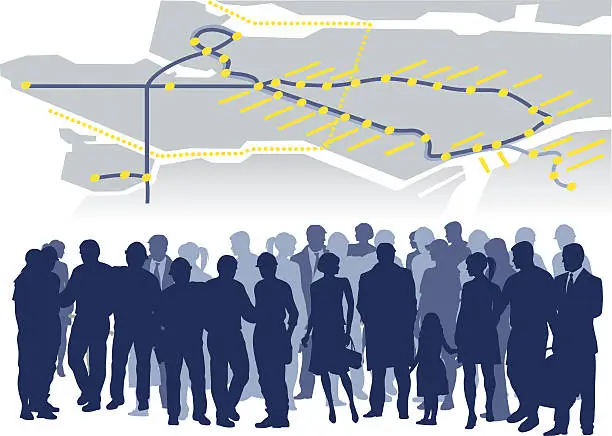 Vector illustration of Public Transport Crowd Train Map