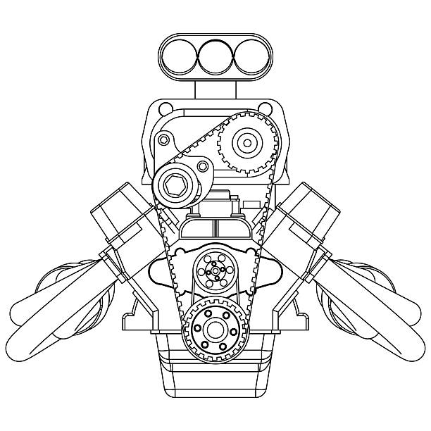 illustrazioni stock, clip art, cartoni animati e icone di tendenza di hot rod motore - engine block