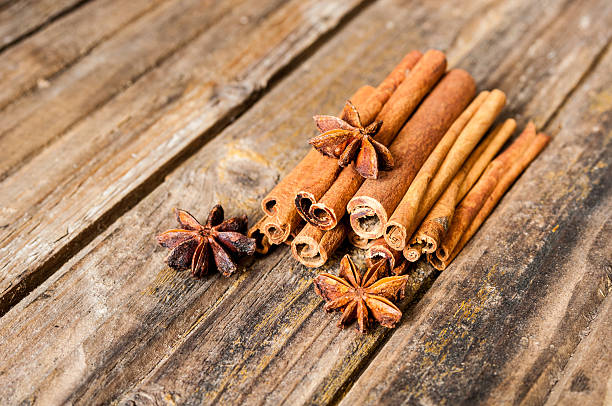 istock Cinnamon and anise on wooden background 508620682