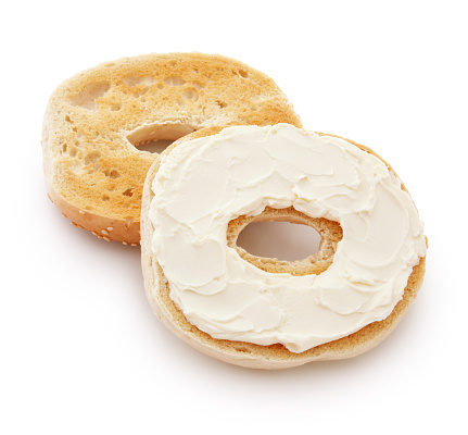 Bagel and Cream Cheese isolated on white (excluding the shadow)