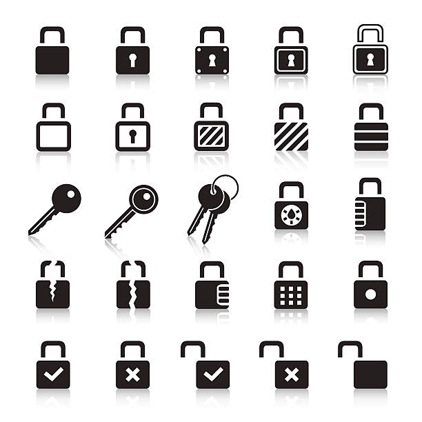 Lock and Key Icons & Symbols. vector art illustration