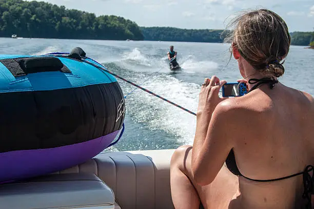 summer day on the Cave Run Lake, kneeboarding