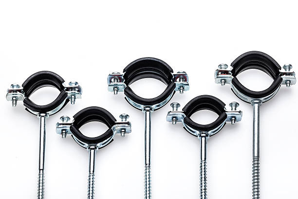 galvanized metal clamp on a white background