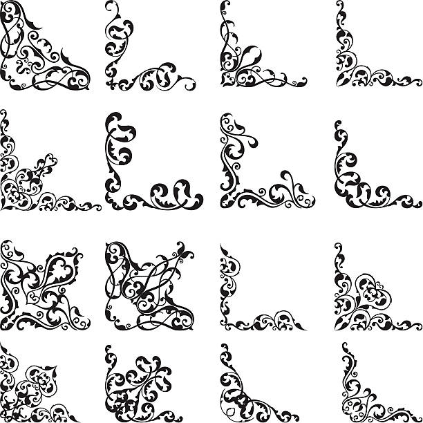 ビンテージ setvintage セット - swirl squiggle scroll shape decoration点のイラスト素材／クリップアート素材／マンガ素材／アイコン素材