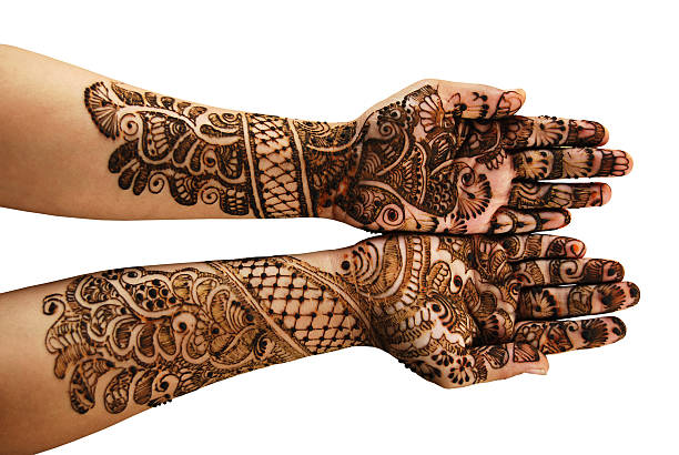 henné (mehandi)-isolato su bianco - henna tattoo foto e immagini stock