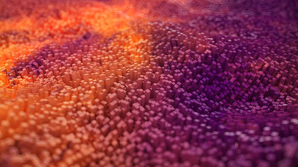 istock 3D render of an abstract Landscape made of tiny cubes 508627423