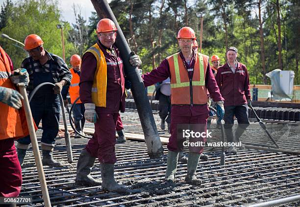 Concreting Of The Superstructure Of The Bridge Stock Photo - Download Image Now - Concrete, Occupation, Road Construction