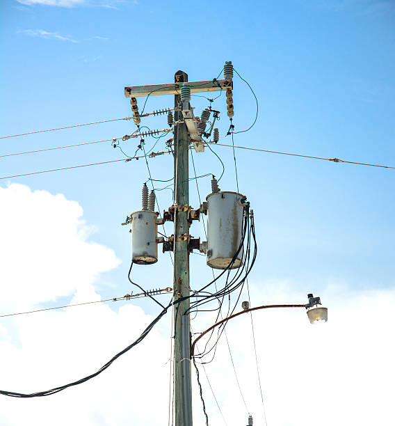 istock Power Lines Cables And Transformers On A Telephone Pole 508627949