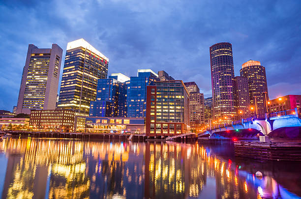 istock Boston Harbor and Financial District at twilight in Boston 508628739