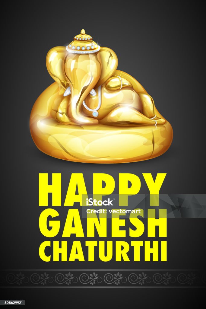 Lord Ganesha made of gold for Ganesh Chaturthi illustration of statue of Lord Ganesha made of gold for Ganesh Chaturthi Celebration stock vector