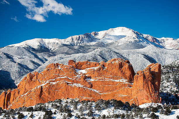 Pikes Peak and The Garden of the Gods stock photo