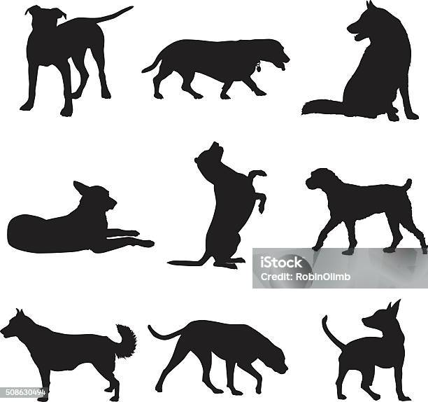 Dog Silhouettes Set Stock Illustration - Download Image Now - Dog, In Silhouette, Icon Symbol