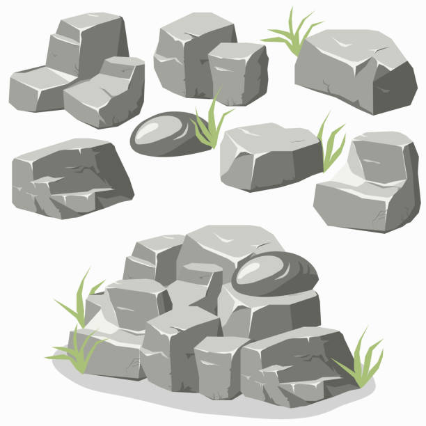 ilustrações de stock, clip art, desenhos animados e ícones de rock conjunto de pedra - rock stone stack textured