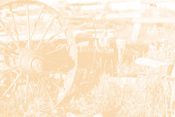 altmodisch wagen, rad hintergrund. verblichenes sepia. - rust rusty old rotting stock-fotos und bilder