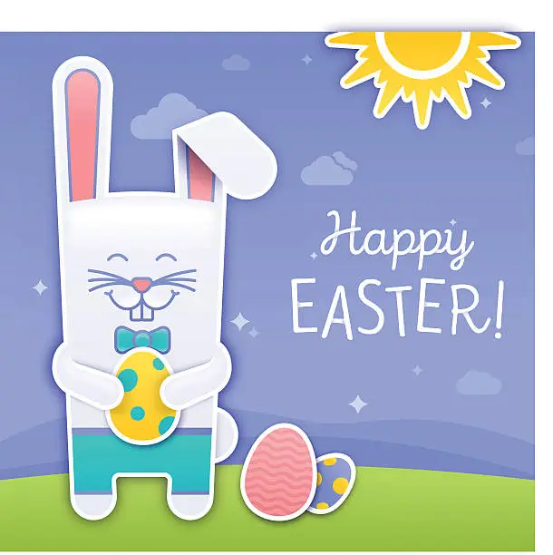 Vector illustration of Happy Easter Bunny