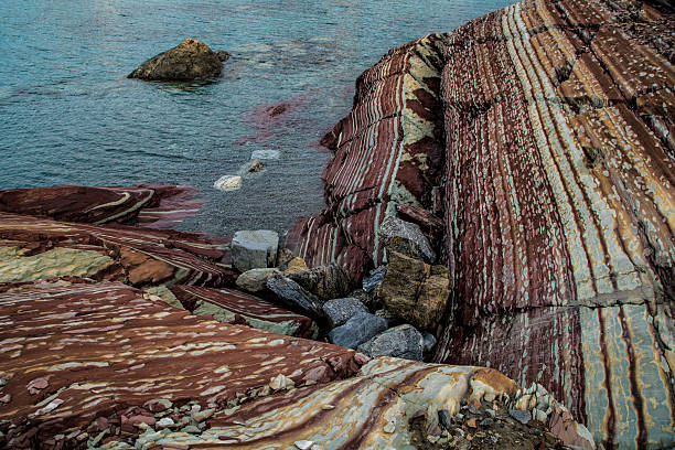 Geological Striation on Rock Island in East Greenland. 