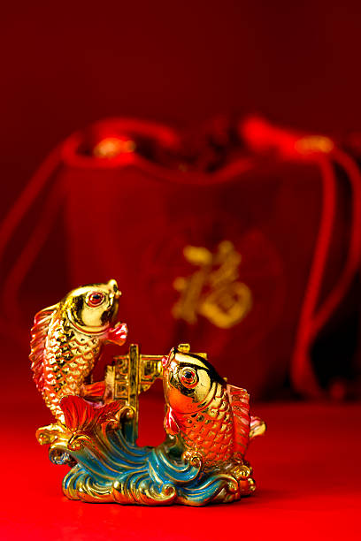 istock Chinese new year decorations, Auspicious ornaments on red backgr 508634610