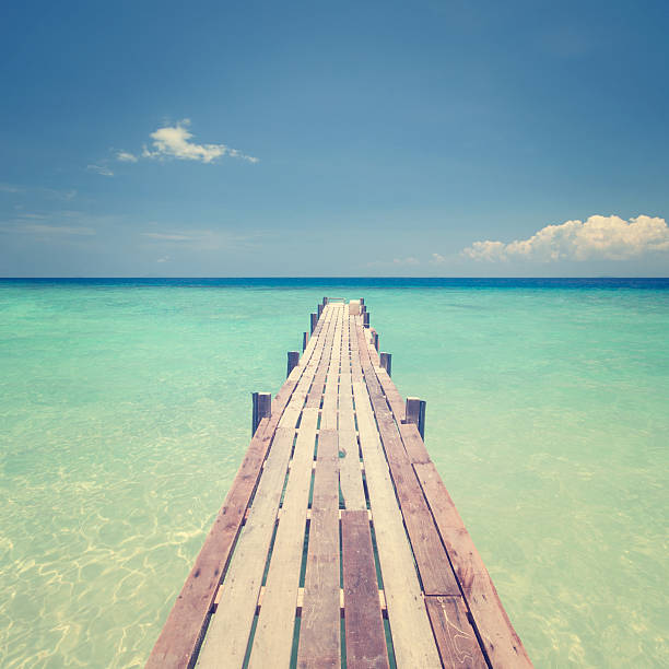 istock Wooden bridge towards sea 508647931