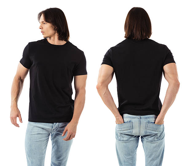istock Man wearing blank black shirt 508648793