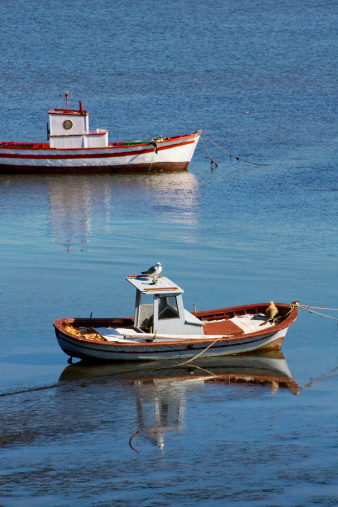 Mooring fishing boats  and reflection