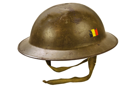 Genuine German World War One helmet isolated on a white background