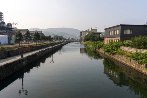 Otaru canal scene during the day in Otaru, Japan. Taken during summer.