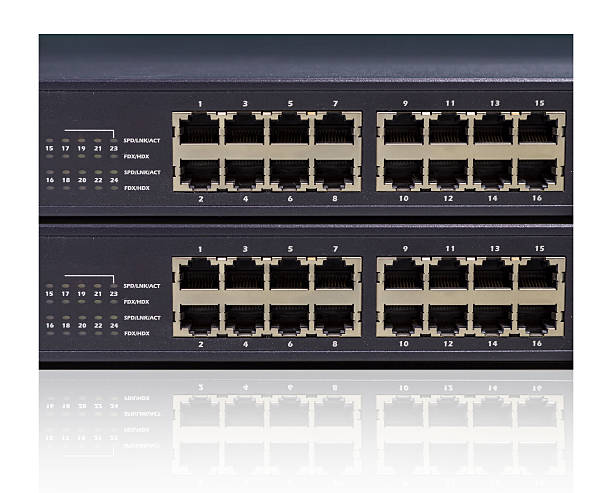 istock stact of Network switch with 16 ports 508651599