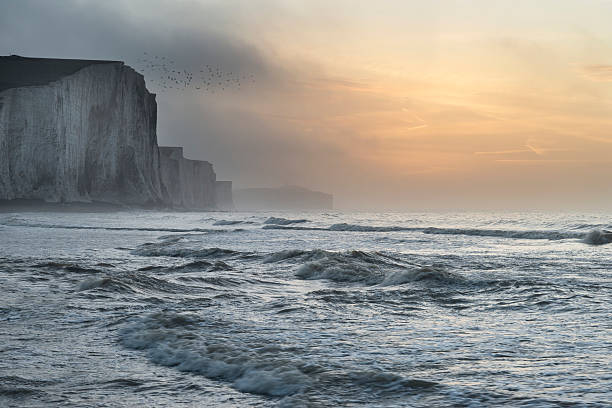 istock Beautiful dramatic foggy Winter sunrise Seven Sisters cliffs lan 508652832