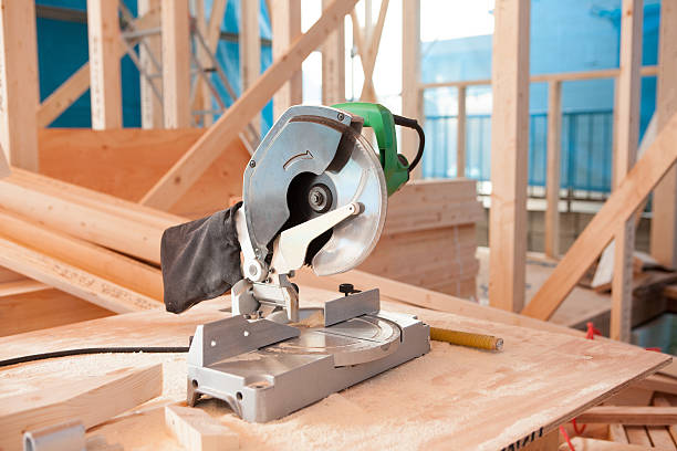 istock Electric saws placed in a residential construction site. 508653906