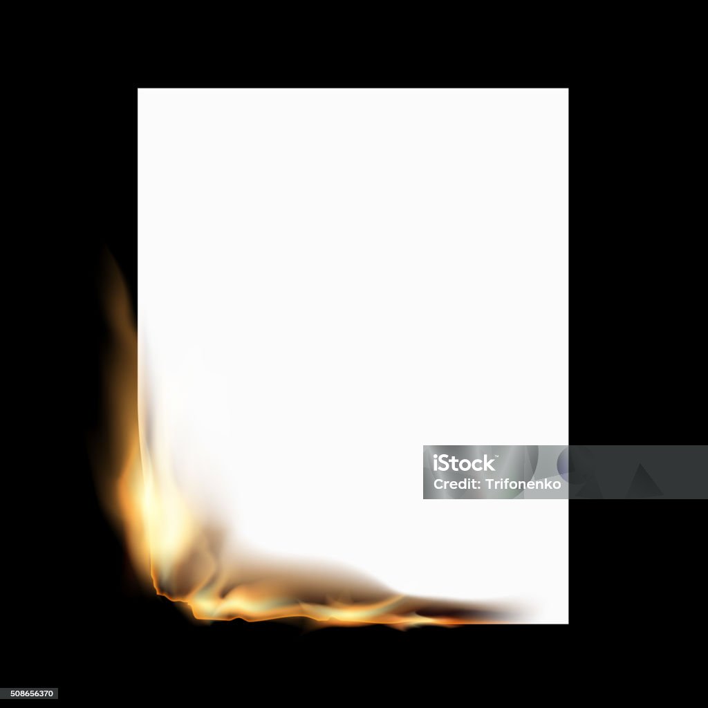 Burning white sheet Burning white sheet of paper isolated on a black background. Stock vector illustration. Paper stock vector