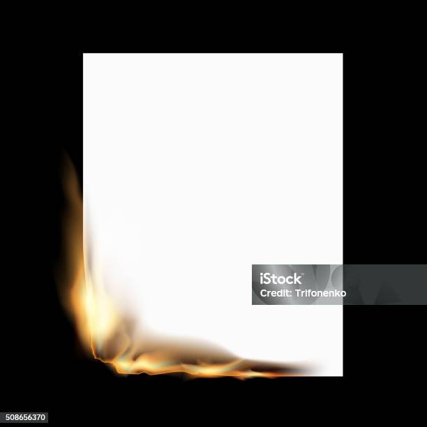 Burning White Sheet Stock Illustration - Download Image Now - Paper, Fire - Natural Phenomenon, Burnt