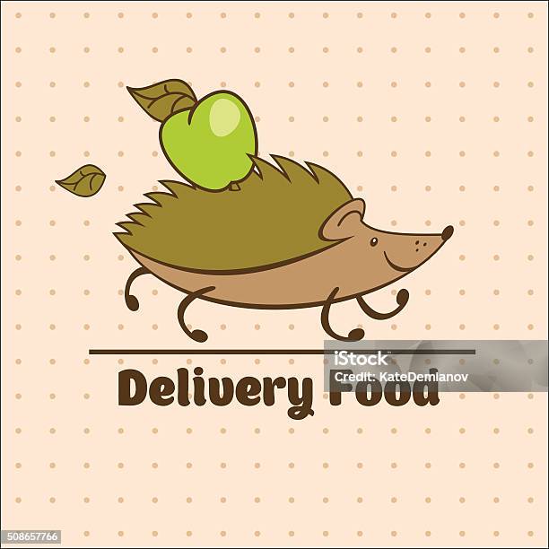 Hedgehog With Apple Vector Illustration Stock Illustration - Download Image Now - Animal, Business Finance and Industry, Cargo Container