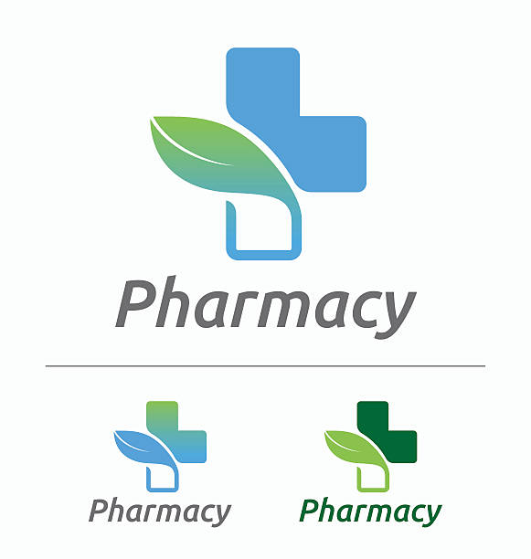medizinische apotheke logo-design - apotheke stock-grafiken, -clipart, -cartoons und -symbole