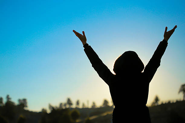 istock Happy woman at sunrise in nature. 508659270