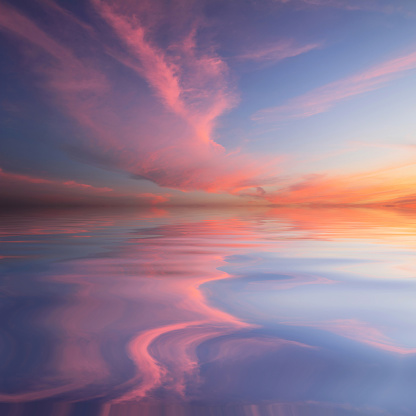 Natural background of the colorful sky and beautiful water reflection, During the time sunrise and sunset