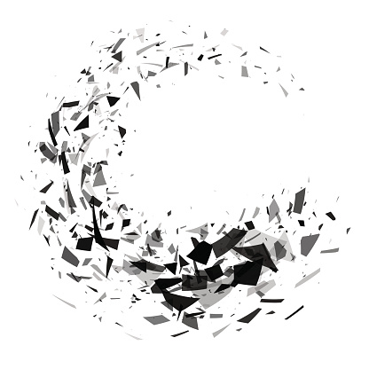 Explosion of black shards ring. Shatter vector design element