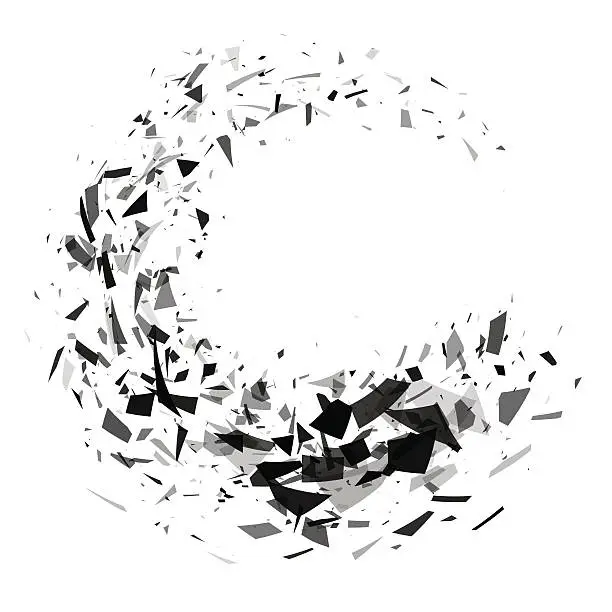 Vector illustration of Explosion of black shards ring. Shatter