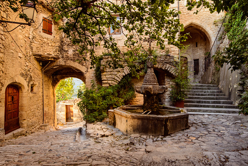 Medieval fountain in Provence, France